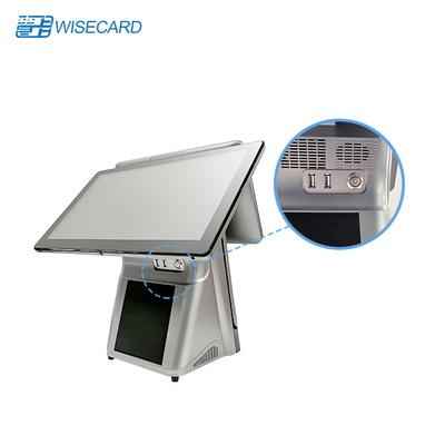 2022 Wisecard WCT-C1 Fintech Cash Register Dual Touch Screen OEM Printer Build in POS Point of Sale All in One Pos System